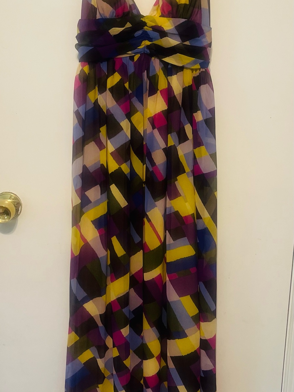 Moda International Multicolor Geometric Maxi Dress in Yellow, Purple & Blue